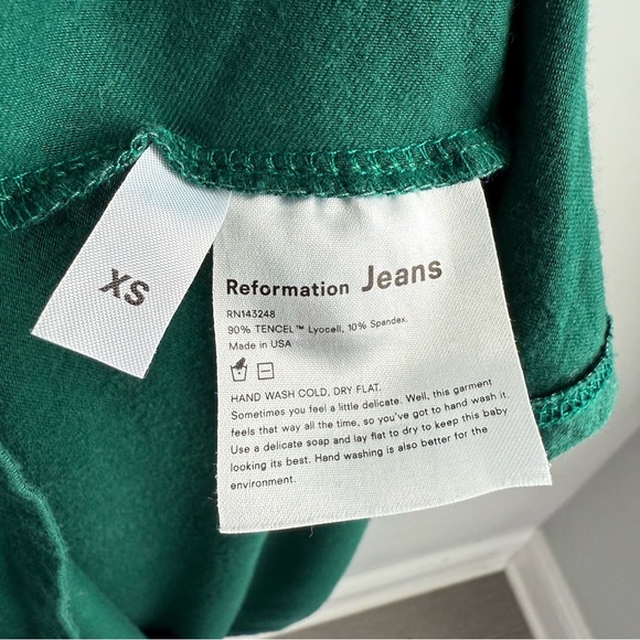 Reformation Lou Midi Dress Emerald Green XS Long Sleeve A Line Fit and Flare - Picture 12 of 16